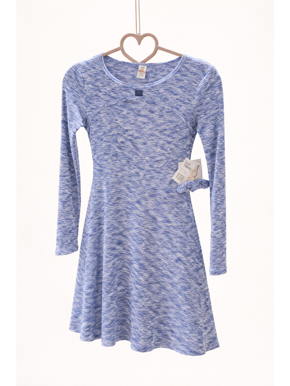 Sweet Butterfly Girls M 10/12 Blue Knit Dress Skater Soft Girl Boho Stretch